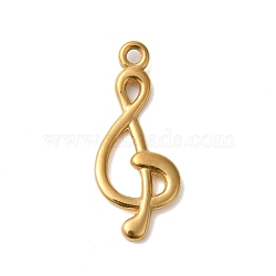 Ion Plating(IP) 304 Stainless Steel Pendants, Musical Note Charms, Real 18K Gold Plated, 28x11x2mm, Hole: 1.6~1.8mm(STAS-N103-52G)