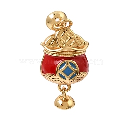 Brass Enamel Magnetic Clasps, Chinese Fortune Money Bag, Red, Real 18K Gold Plated, 20x9x9mm(KK-C066-25G)
