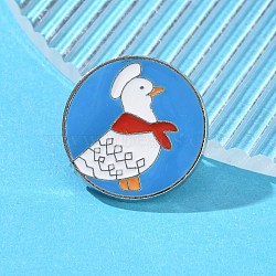 Ship Voyage Theme Enamel Pins, Paltinum Alloy Brooches for Backpack Clothes, Flat Round, Deep Sky Blue, 25x2mm(JEWB-M048-04A)