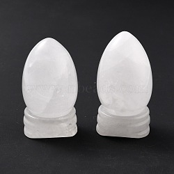 Natural Quartz Crystal Display Decorations, with Base, Egg Shape Stone, 56mm, Egg: 47x30mm(DJEW-G018-10)