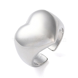 Eco-Friendly Brass Heart Open Cuff Rings for Women, Long-Lasting Plated, Lead Free & Cadmium Free, Platinum, 6~16.5mm, Inner Diameter: 18.2mm(RJEW-A025-02P)