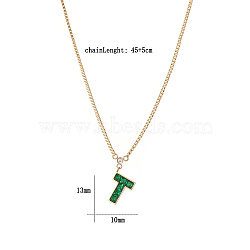 Cubic Zirconia Puzzle Pendant Necklaces, Stainless Steel Fashion Jewelry, Golden, Green, 17.72 inch(45cm)(VP6422-3)