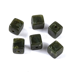 Acrylic Bead, Imitation Jade, Cube, Dark Olive Green, 9x8x8mm, Hole: 2mm, 833pcs/500g(OACR-H120-01A)