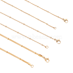 304 Stainless Steel Chain Necklaces, with Lobster Claw Clasps, Golden, 17.7 inch(45cm), 6pcs/box(MAK-UN0001-14G)