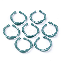 Spray Painted Alloy Cuff Rings, Open Rings, Cadmium Free & Lead Free, Teal, US Size 6(16.5mm)(RJEW-T011-13-RS)