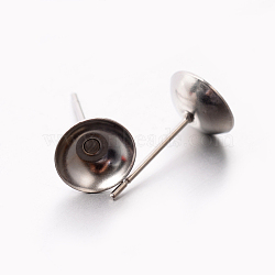 Tarnish Resistant 304 Stainless Steel Stud Earring Findings, Stainless Steel Color, 8mm, Pin: 0.6mm(STAS-E074-33)