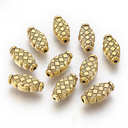 Tibetan Style Alloy Beads, Oval, Lead Free & Cadmium Free, Antique Golden, 17x9x3.5mm, Hole: 2mm(X-GLF5176Y)