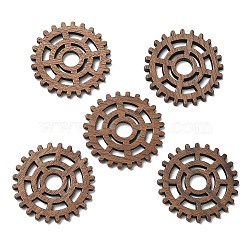 Walnut Wood Pendants, Gear Charm, Camel, 27.5x2.5mm, Hole: 5.5mm(WOOD-F013-10)