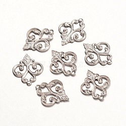 Tarnish Resistant 316 Surgical Stainless Steel Filigree Pendants, Flower, Stainless Steel Color, 15.5x13x1mm, Hole: 3mm(X-STAS-K096-36P)