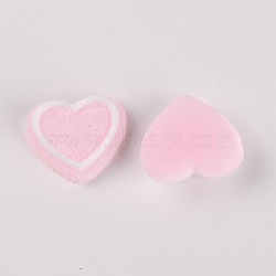 Resin Cabochons Accessories, Frosted, Imitation Berry Candy, Heart, Pink, 15x17x5.5mm(RESI-TAC0007-10F)