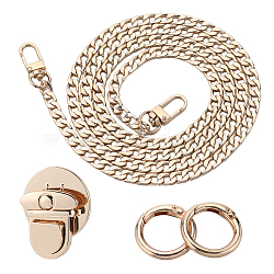 1 Strand Bag Strap Chains, Iron Curb Link Chains, and 1Pc Purse Tuck Lock Clasp & 2Pcs Spring Gate Ring, Golden(IFIN-GF0001-36)