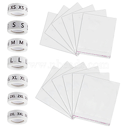 7 Rolls 7 Styles Paper Self-Adhesive Clothing Size Labels Sticker Rolls, for Clothes, Size Tags, Round, with Rectangle OPP Self-Adhesive Bags, XS~3XL, White, Rolls: Stickers: 25mm, 500pcs/roll, 1 style/roll; Bags: 300~400x250~300x0.2mm, 100pcs(DIY-OC0004-34)