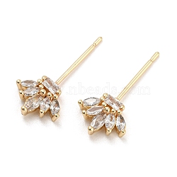 Brass Micro Cubic Zirconia Crown Head Pins, for Baroque Pearl Making, Real 18K Gold Plated, 20x9.5x2.5mm, Pin: 0.6mm(KK-Q789-19G)