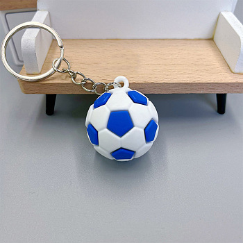 Football PVC Bag Keychain, Backpack Hanging Decoration, Dodger Blue, 31mm