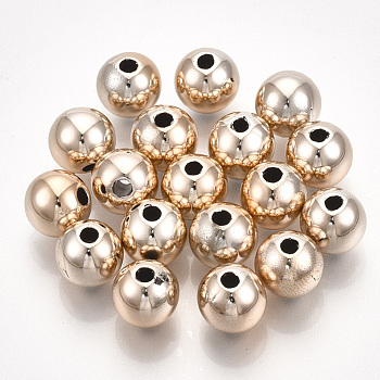 UV Plating ABS Plastic Beads, Round, Rose Gold Plated, 6x5.5mm, Hole: 1.8mm