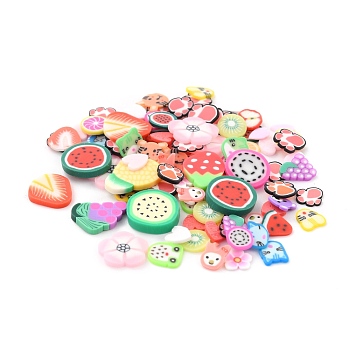Polymer Clay, Nail Art Decoration Accessories, Fruit & Animal & Paw Print, Mixed Color, 4.5~9.5x3.5~9.5x0.5~1.7mm