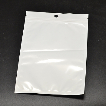 Pearl Film PVC Zip Lock Bags, Resealable Packaging Bags, with Hang Hole, Top Seal, Rectangle, White, 26x16cm