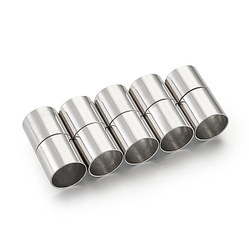 Brass Magnetic Clasps, Column, Platinum, 20x11mm, Hole: 10mm, 5sets/bag