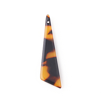 Acrylic Pendants, Triangle, Saddle Brown, 40x10.5x2.5mm, Hole: 1mm