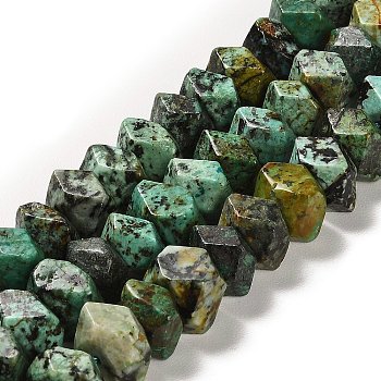 Natural African Turquoise(Jasper) Beads Strands, Faceted, Nuggets, 10~11x8~10x7~8mm, Hole: 1mm, about 22~23pcs/strand, 7.09~7.48''(18~19cm)
