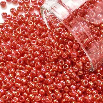 TOHO Round Seed Beads, Japanese Seed Beads, (410) Opaque AB Pumpkin, 11/0, 2.2mm, Hole: 0.8mm, about 5555pcs/50g