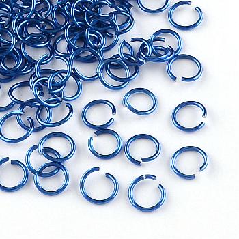 Anodized Aluminum Open Jump Rings, Round, Royal Blue, 18 Gauge, 10x1.0mm, about 16000pcs/1000g