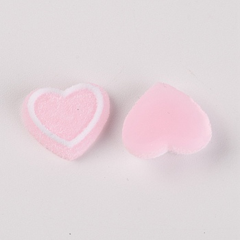 Resin Cabochons Accessories, Frosted, Imitation Berry Candy, Heart, Pink, 15x17x5.5mm