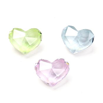 Cubic Zirconia Pointed Back Cabochons, Faceted, Heart, Mixed Color, 8x10x5.5mm