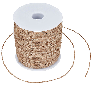 1 Roll Jute Cord, Jute String, Jute Twine, for Jewelry Making, Tan, 1~2mm, about 109.36 yards(100m)/roll