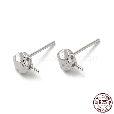 Real Platinum Plated Flat Round Sterling Silver Stud Earring Findings