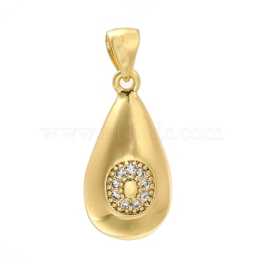 Real 18K Gold Plated Clear Letter O Brass+Cubic Zirconia Pendants