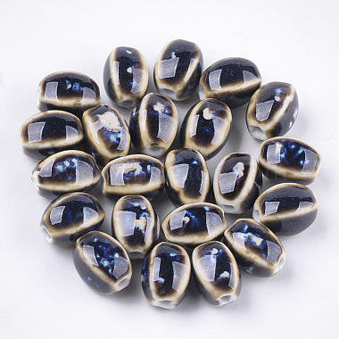 14mm CoconutBrown Oval Porcelain Beads