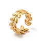 PVD Vacuum Plating 304 Stainless Steel Leafy Branch Open Cuff Ring for Women(RJEW-P081-01G)-1