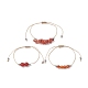 Ensemble de bracelets de perles tressées en agate rouge naturelle de style 3 pièces 3(BJEW-JB09334-08)-1