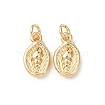 Brass Pendants, Conch Charms, Cadmium Free & Lead Free, Rack Plating, Long-Lasting Plated, with Jump Ring, Real 18K Gold Plated, 12x6.5x3mm, Hole: 2.3mm(KK-D019-07G)