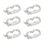 6Pcs Rack Plating Brass Micro Pave Cubic Zirconia Twister Clasps, Lead Free & Cadmium Free, Platinum, 19x9.5x3mm(ZIRC-UN0001-08P)