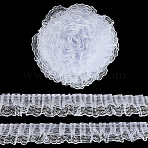 10M Polyester Pleated Lace Trim, Stretchy Flower Lace Ribbon for Sewing Decoration, White, 1-3/4 inch(45mm)(OCOR-GA0002-31)