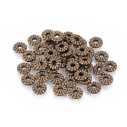 Tibetan Style Spacer Beads, Cadmium Free & Nickel Free &, Lead Free, Antique Bronze Color, Flat Round, Size: about 7mm in diameter, 2.1mm thick, hole: 2 mm, 2385pcs/1000g(TIBEB-LF0720YKG-AB-FF)