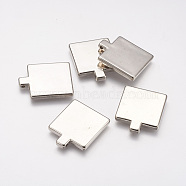 CCB Plastic Pendants, Square, Platinum, 36x30x4mm, Hole: 2mm(CCB-P004-39P)