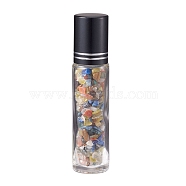 Glass Roller Ball Bottles, Essential Oil Refillable Bottle, with Mixed Stone Chip Beads, for Personal Care, 85x20mm, Beads: 3x11~3x7mm, Capacity: 10ml(X-AJEW-P073-A04)