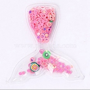 PVC and Paillette Decoration, DIY Craft Decoration, Fishtail, Pearl Pink, 48x52mm(X-HJEW-CJC0002-01B)