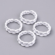 Spray Painted Alloy Cuff Rings, Open Rings, Cadmium Free & Lead Free, Curb Chain Shape, White, US Size 7 1/4(17.5mm)(X-RJEW-T011-32E-RS)