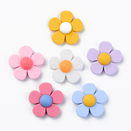 Resin Cabochons, Opaque, Flower, Mixed Color, 24x24.5x7.5mm(X-RESI-R429-02B)