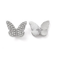 Alloy Crystal Rhinestone Pendants, Butterfly Charms, Platinum, 15.5x20x6mm, Hole: 1.6mm(FIND-A023-10A-P)