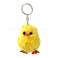 Imitation Wool and Plastic Keychain, with Iron Ring, Duck, 13cm(KEYC-Z004-01B)