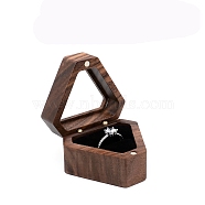 Triangle Wood Ring Display Box, Magnetic Jewelry Portable Storage Ring Case with Visible Winbow and Velvet Inside, Black, 5.7x4.9x3.7cm(PW-WG77459-02)