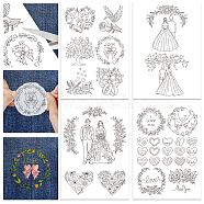 4 Sheets 11.6x8.2 Inch Stick and Stitch Embroidery Patterns, Non-woven Fabrics Water Soluble Embroidery Stabilizers, Wedding, 297x210mmm(DIY-WH0455-118)