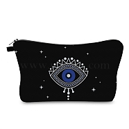 Evil Eye Theme Polyester Cosmetic Pouches, with Iron Zipper, Waterproof Clutch Bag, Toilet Bag for Women, Rectangle, Black, 13x22x2.2cm(ABAG-D009-01H)