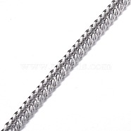 304 Stainless Steel Cuban Link Chains, Chunky Curb Chains, Unwelded, with Spool, Faceted, for Jewelry Making, Stainless Steel Color, 5.5x4x0.8mm, about 32.8 Feet(10m)/roll(CHS-H007-53P)