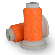 Flat Waxed Polyester Cord, for Leather Sewing Stitching, Orange Red, 0.8mm, about 54.68 yards(50m)/roll(OCOR-E021-A13)